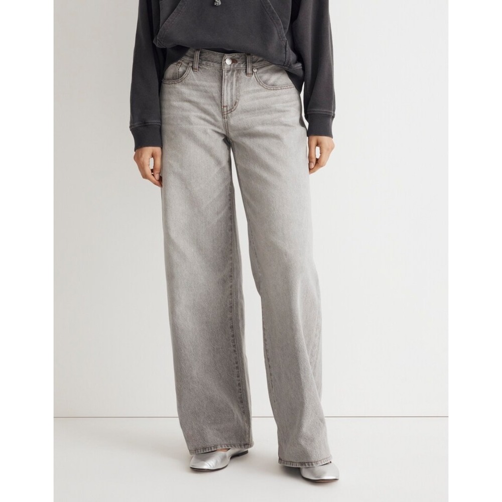 Madewell‎ Low-Rise Superwide-Leg Jeans Heywood Wash Gray Charcoal 29 Y2K Baggy